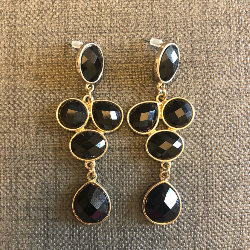 Black and Gold Drop Earrings Faceted Francesca’s
